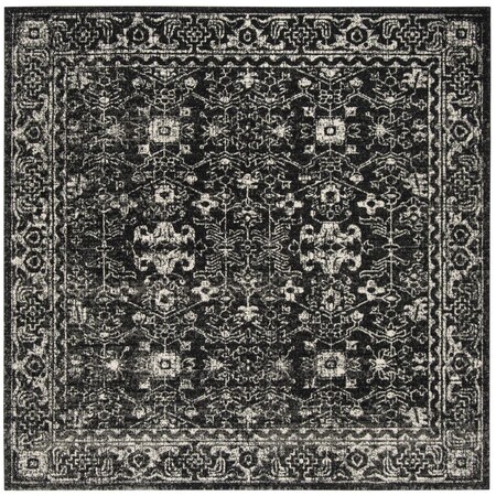 Safavieh 3 x 3 ft. Evoke Power Loomed Square Area Rug Charcoal & Ivory EVK270K-3SQ